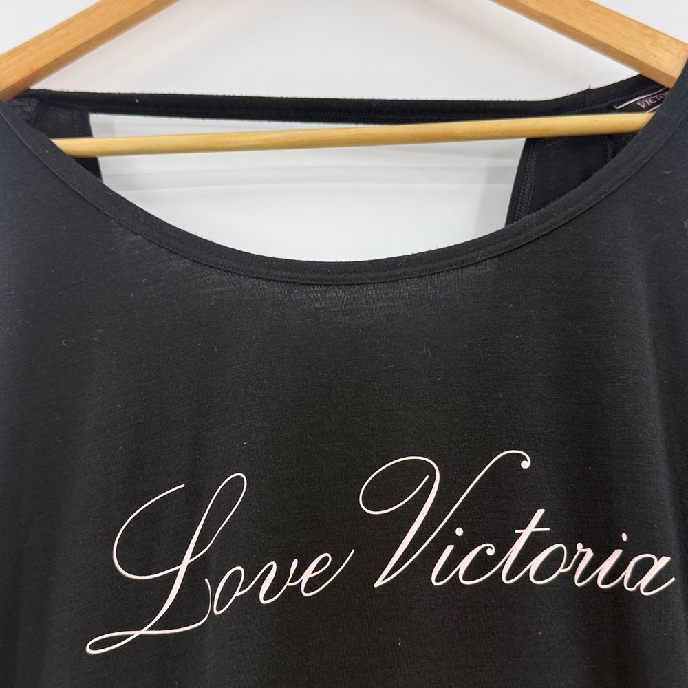 Victoria's Secret black long sleeve lounge sleep shirt exercise top relaxed fit - Picture 6 of 12